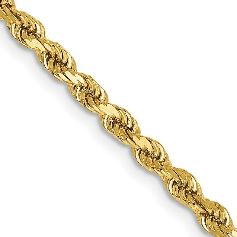 Ladies rose gold chain bracelets-Curata 14k Gold 3mm Semi solid Sparkle Cut Rope Chain Bracelet