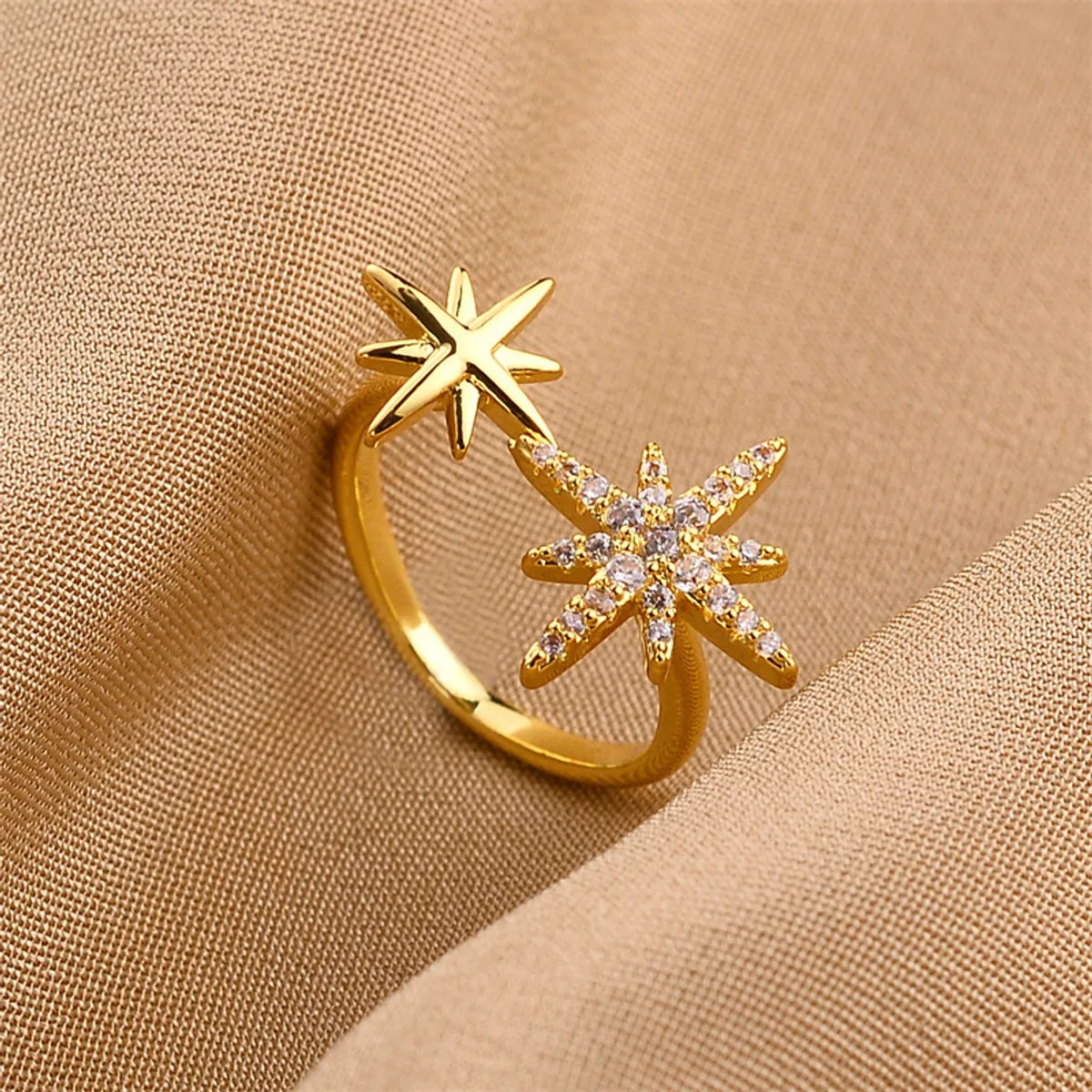 Ladies cushion cut engagement rings-Wholesale Casual Star Copper Plating Open Rings