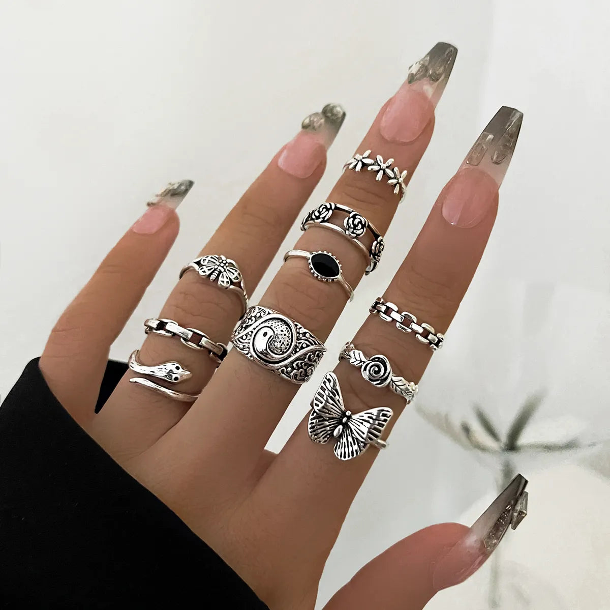 Ladies fashionable rings for women-Retro Geometric Alloy Plating Women's Rings 10 Pieces