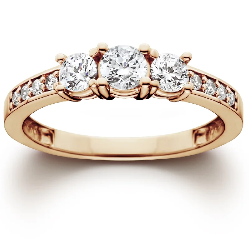 Ladies floral engagement rings with diamonds-14k Rose Gold 1.00 ct TDW Diamond Engagement Wedding Ring