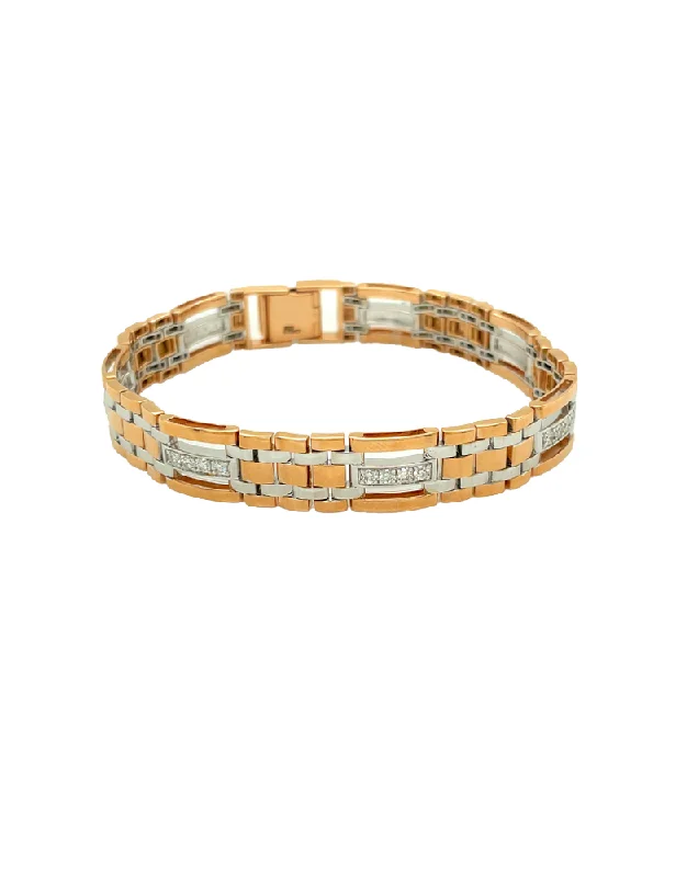 Ladies delicate gold bangles-Diamond Rose Gold Bracelet 14 Karat