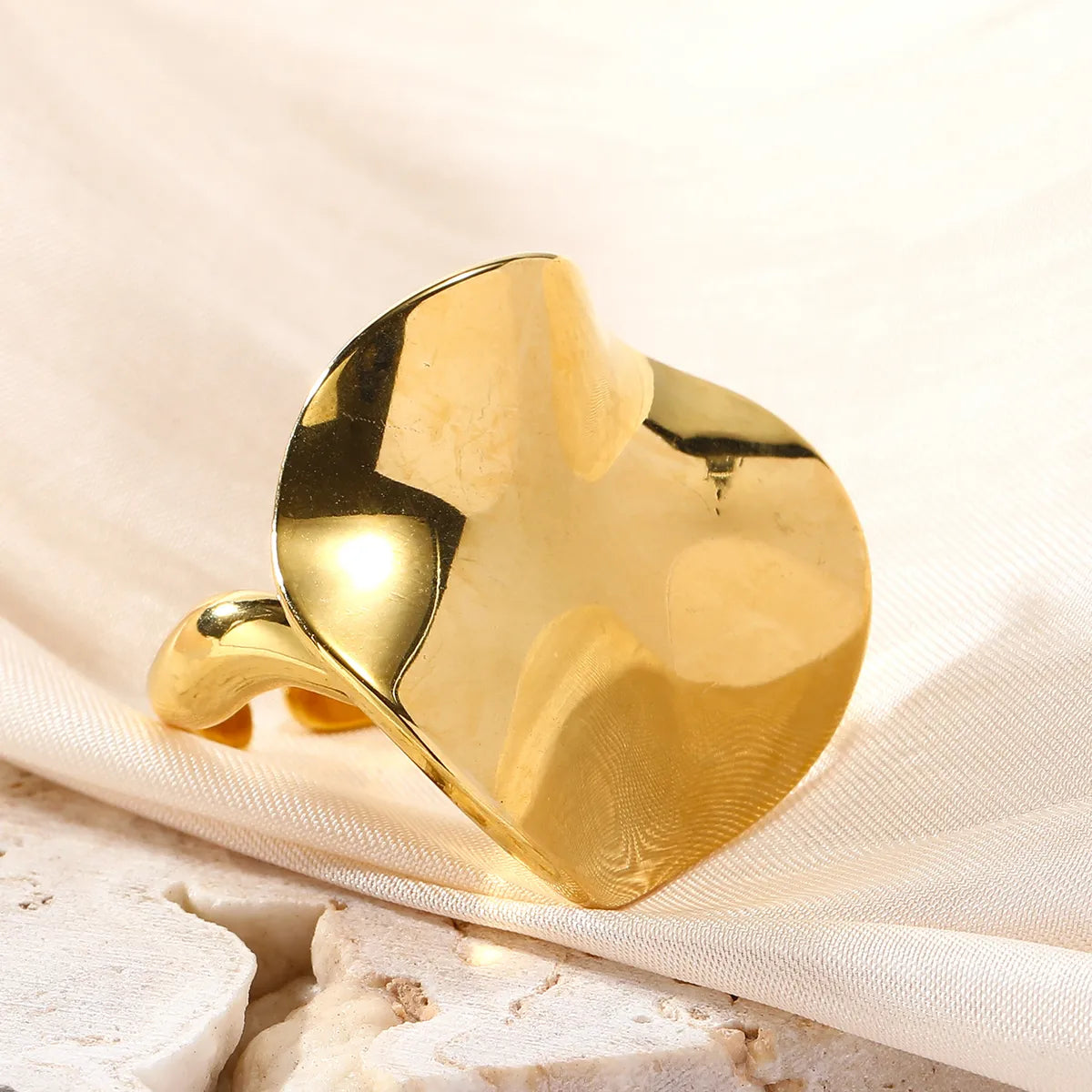 Ladies gold-plated rings-Simple Style Geometric Stainless Steel Plating Gold Plated Open Rings