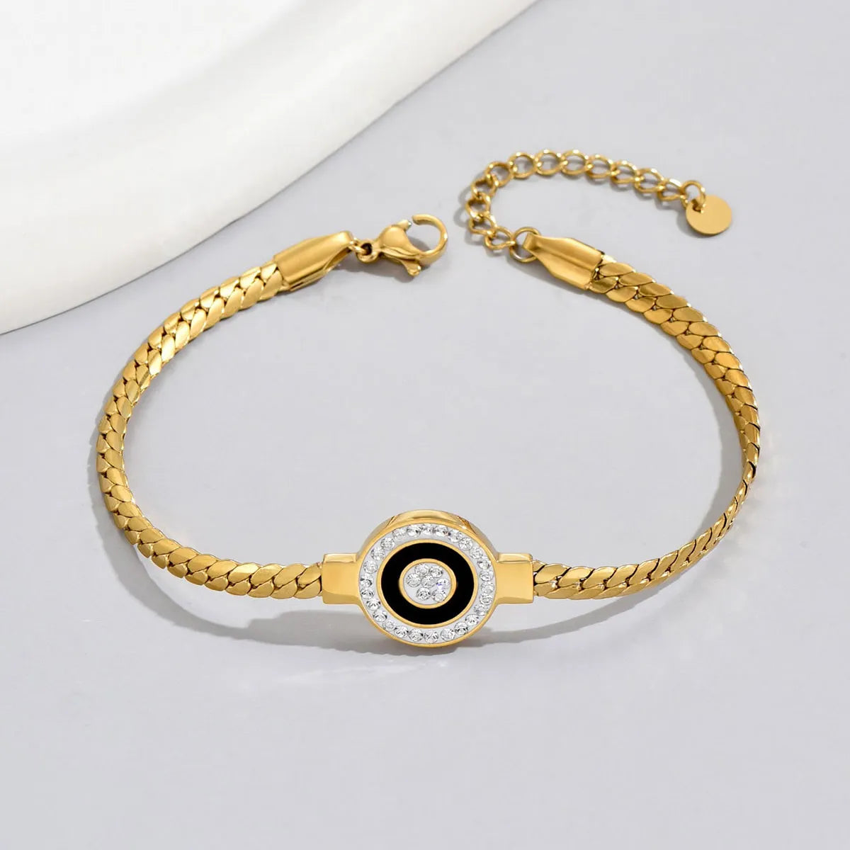 Ladies bridal bracelets-Elegant Retro Fashion Round Stainless Steel Plating Artificial Rhinestones Chain Bracelets 1 Piece