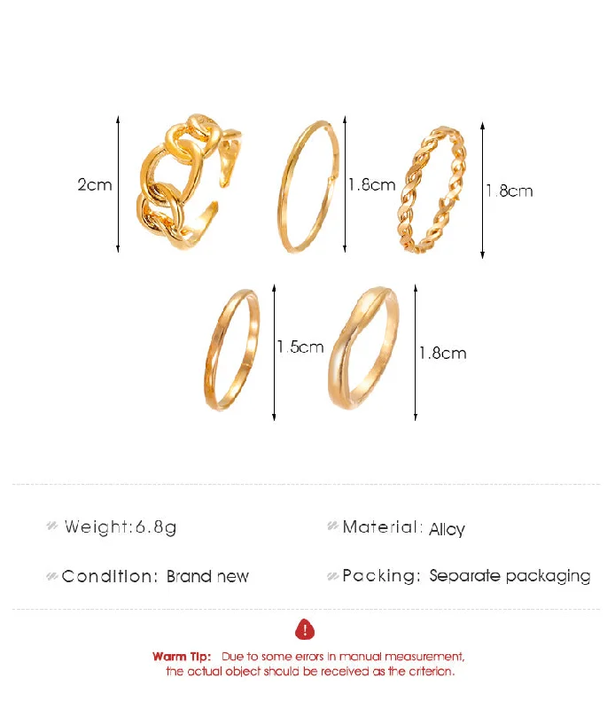 Ladies eternity rings-Fashion Open Geometric Alloy Ring Five-piece