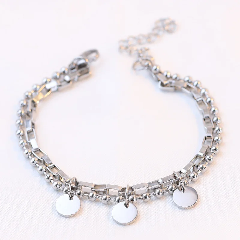 Ladies handmade bracelets-Retro Round Titanium Steel Plating Bracelets