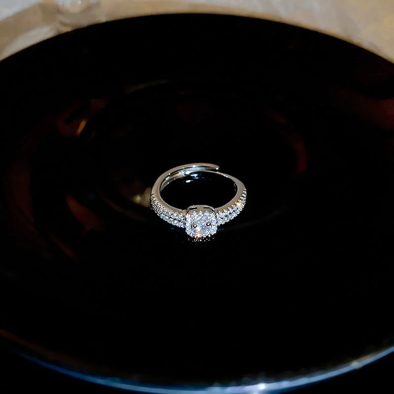 8# Ring-Silver (Small) Zircon Square