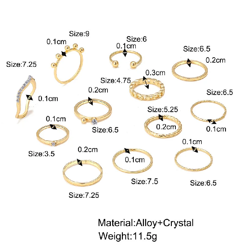 Ladies yellow gold rings-Creative Simple Peach Heart Moon Joint Ring Set 10-piece Set Wholesale