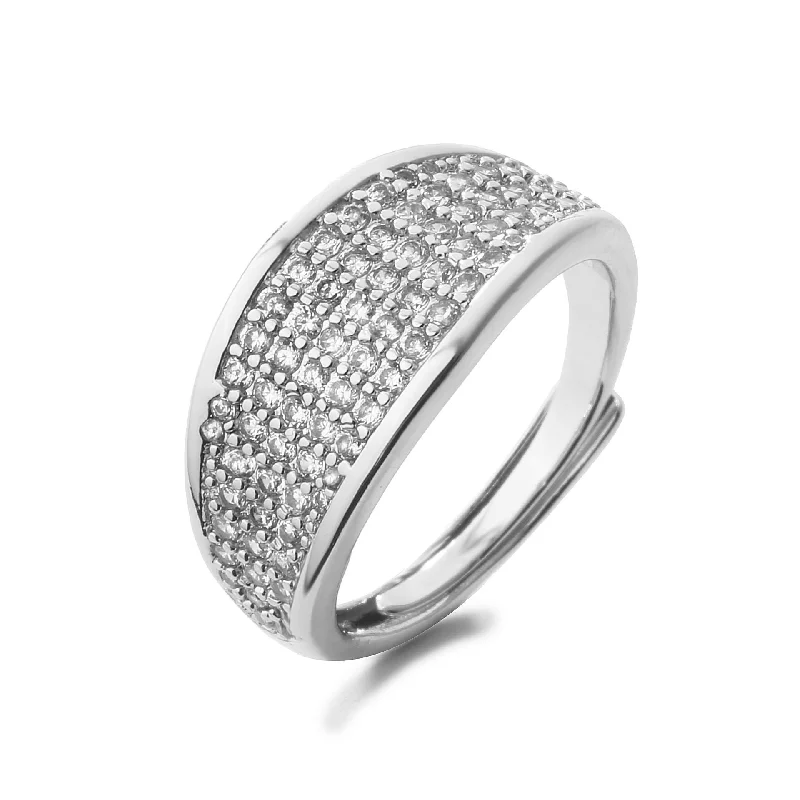 White Gold Color Full Diamond Rectangular