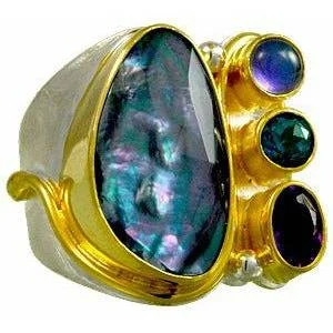 Ladies twisted design rings-Michou  Iridescence  Gemstone Ring- Iridescence Collection