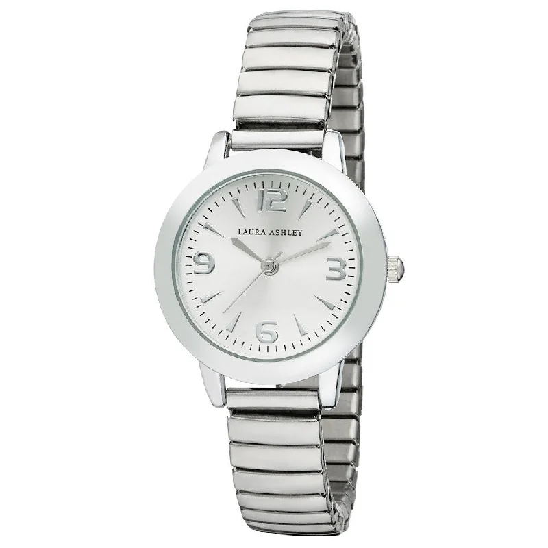 Ladies fashion bangles-Laura Ashley Women's Round Expandable Stainless Steel Bracelet Watch