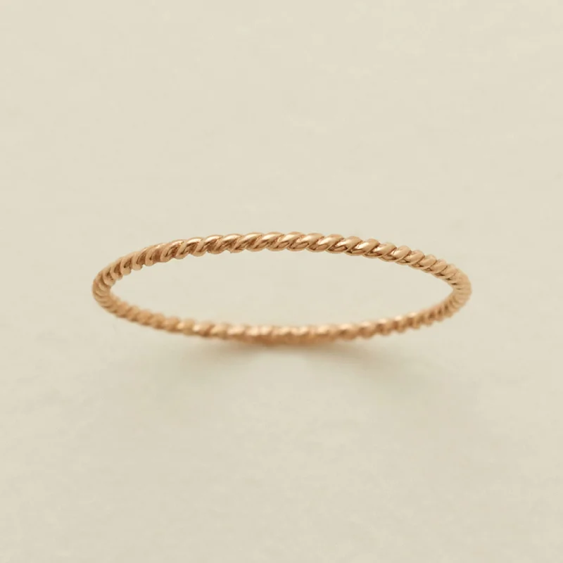 Ladies pink diamond rings-Braided Stacking Ring