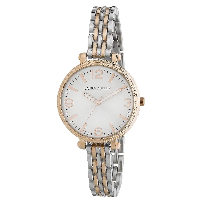 Ladies friendship bracelets-Laura Ashley Ladies Two-tone Link Bracelet Watch