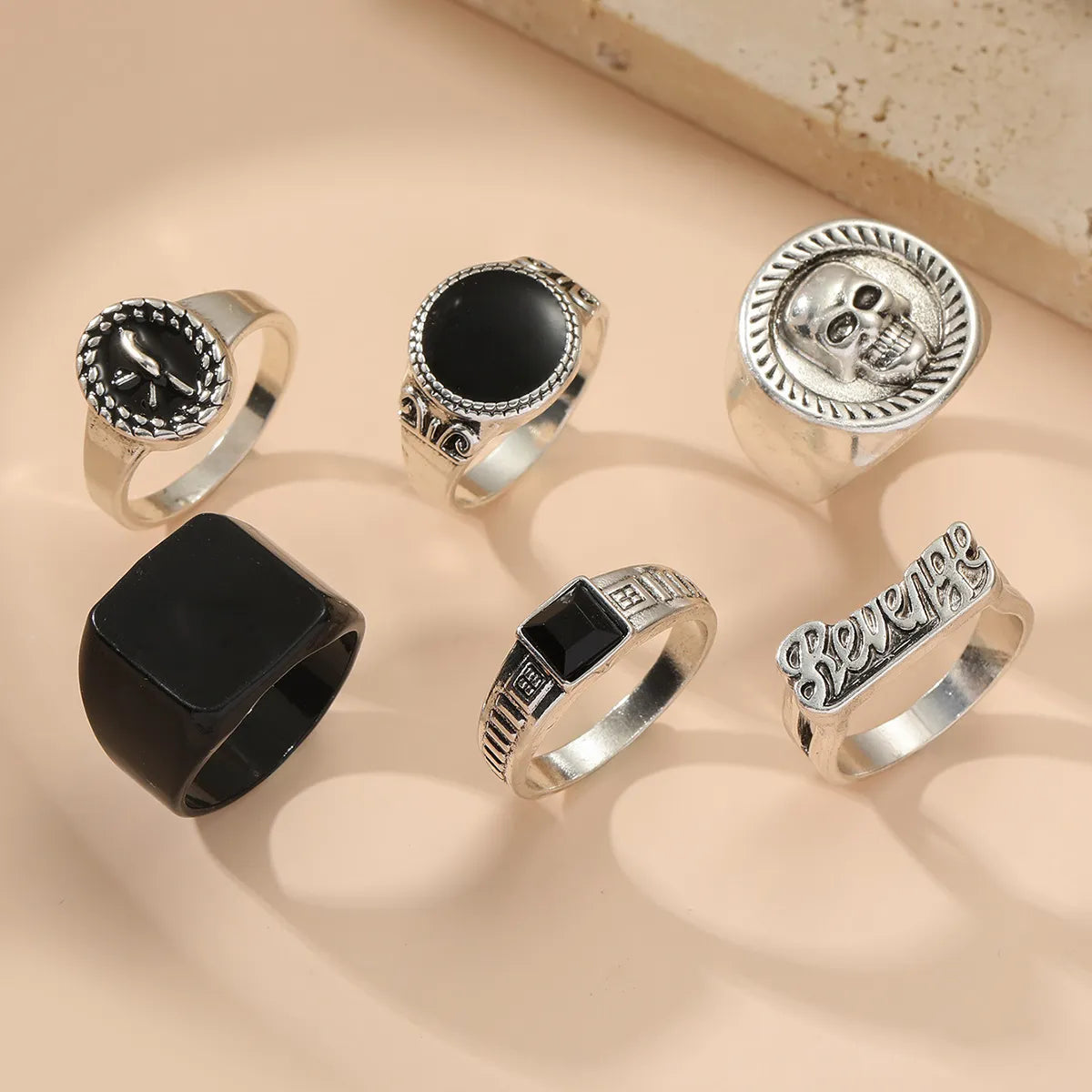 Ladies vintage-inspired rings-Wholesale Jewelry Hip-Hop Letter Constellation Skull Alloy Plating Rings