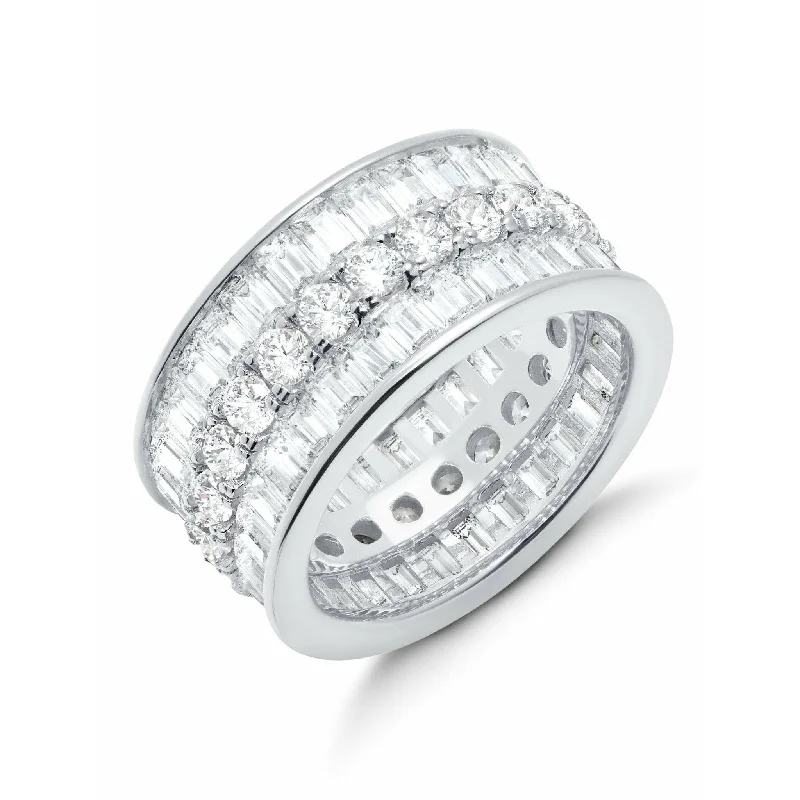 Ladies cushion-cut rings-CRISLU Parallel - Platinum Finish Baguette Eternity Ring