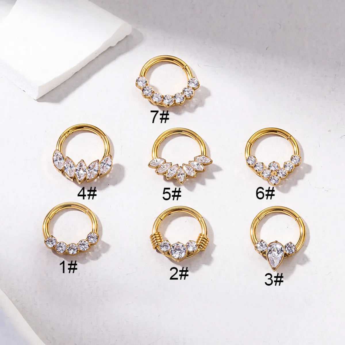 Ladies simple rings-1 Piece Retro Leaf Water Droplets Titanium Inlaid Zircon Nose Ring