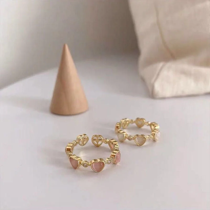 Pink Cat's Eye Open Ring Pieces