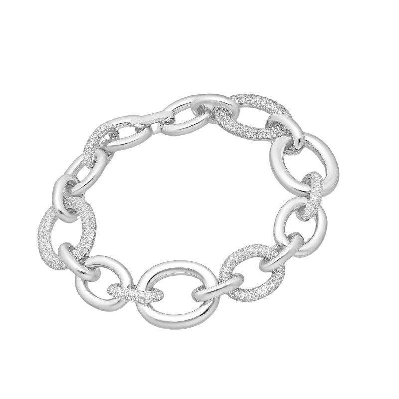 Ladies fashion bangles-Sterling Silver Link Statement Bracelet