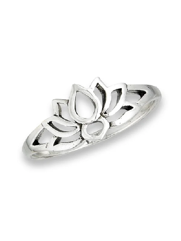 Ladies modern gold rings-Lotus Silhouette Ring