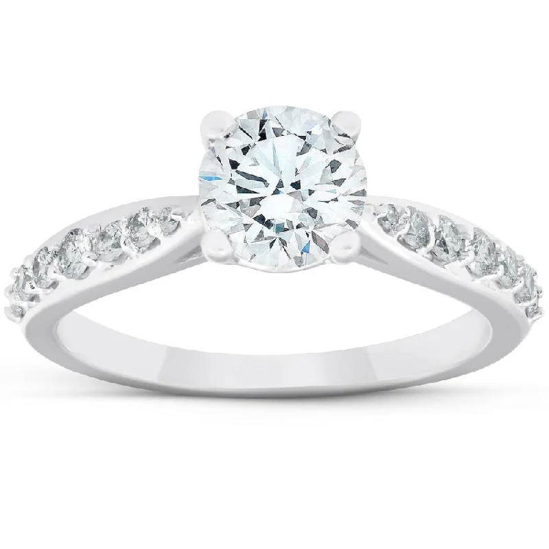 Ladies radiant cut engagement rings-1 1/2 Ct Diamond Diamond Classic Engagement Ring 14k White Gold