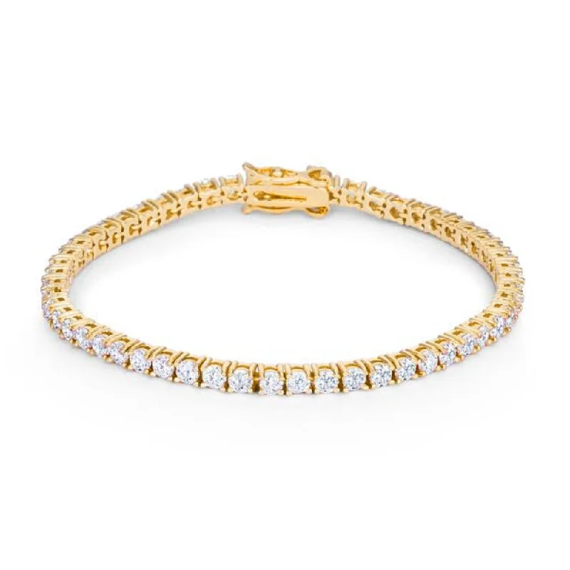 Ladies silver bracelets-Goldtone Finish Victorian Cubic Zirconia Tennis 7 Inch Bracelet - 7 Inch