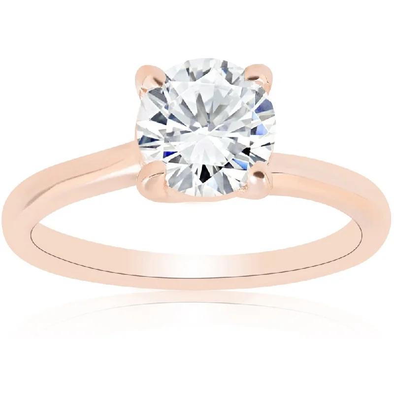 Ladies split-shank engagement rings-14k Rose Gold 1ct TDW Diamond Round Brilliant Cut Solitaire Clarity Enhanced Engagement Ring (H-I I1-I2)