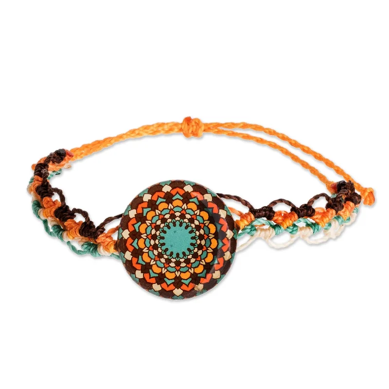 Ladies bracelet sets-Novica Handmade Harmonious Mandala Macrame Wristband Bracelet