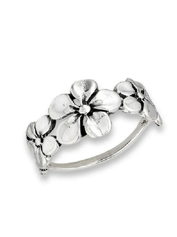 Ladies band rings-Triple Flower Ring