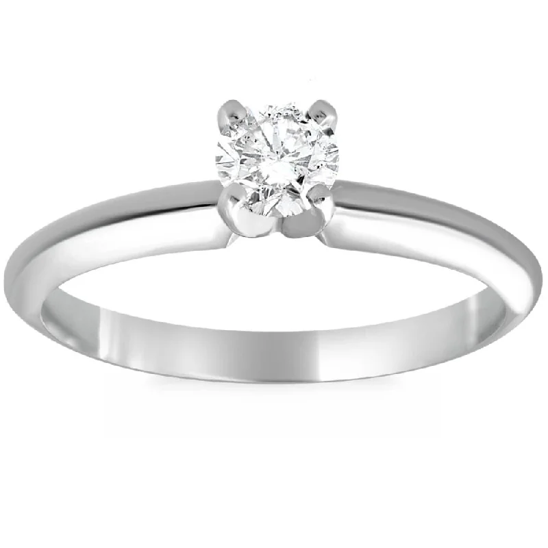 Ladies heart-shaped engagement rings-1/4Ct Solitaire Round Cut Diamond Platinum Engagement Ring